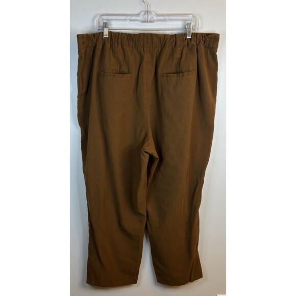 VINCE Stove Pipe Pull On Crop Pants Women XXL Dark Vicuna Ankle Pleated Trouser - Picture 4 of 11